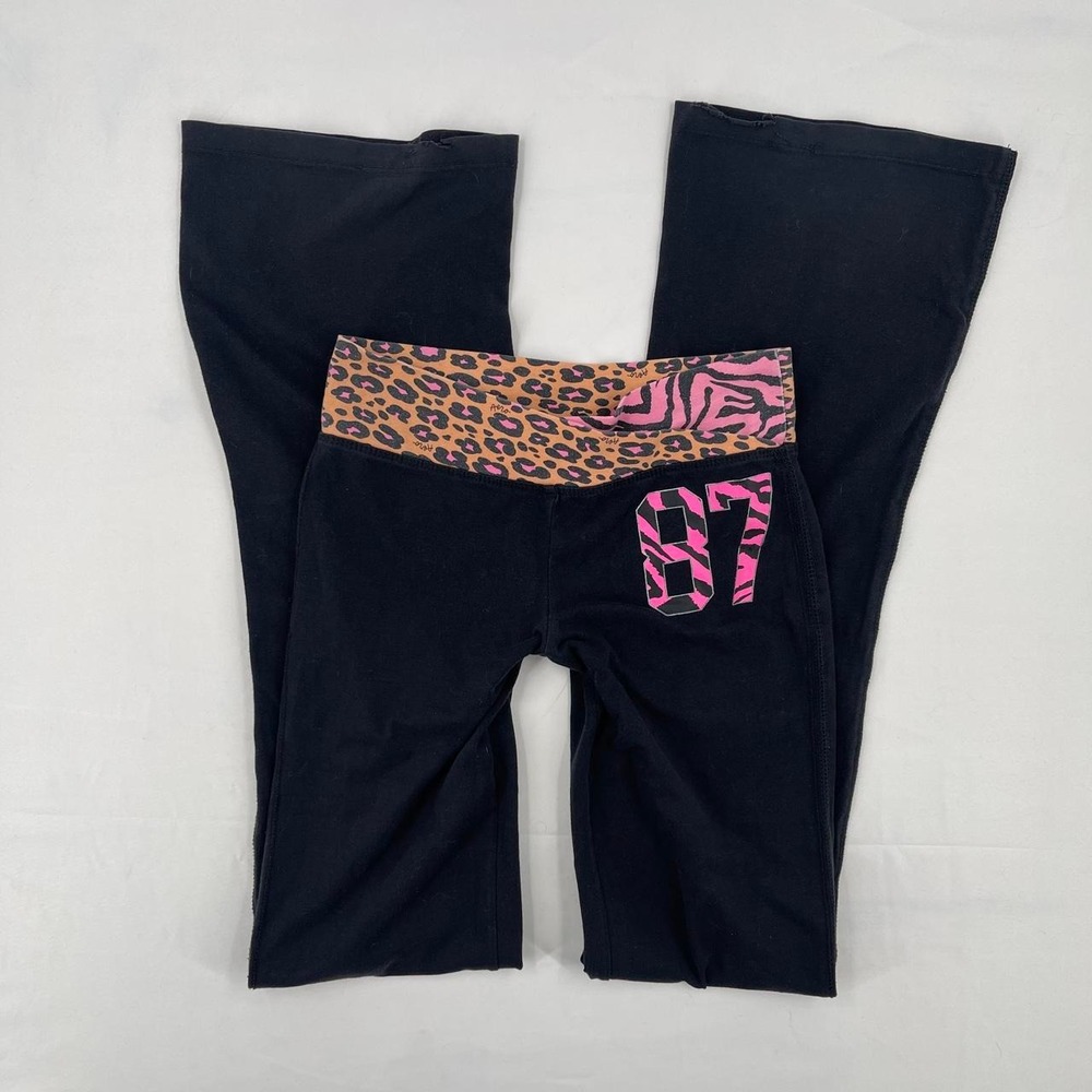 Vintage Y2K Aeropostale Women's Low Rise Flare Leggings XS Leopard McBling Scene
